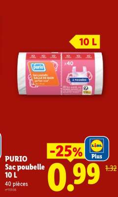 PURIO Sac poubelle 10 L