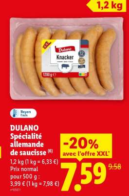 DULANO Spécialité allemande de saucisse