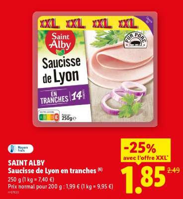 SAINT ALBY Saucisse de Lyon en tranches