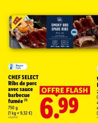 CHEF SELECT Ribs de porc avec sauce barbecue fumée