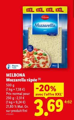 Milbona Mozzarella râpée