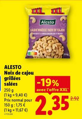 ALESTO Noix de cajou grillées salées