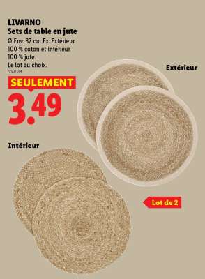 LIVARNO Sets de table en jute