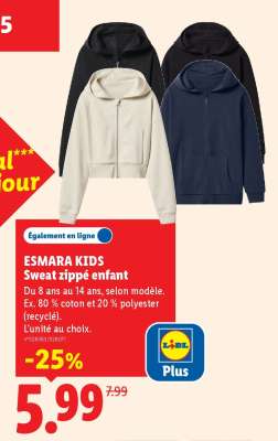 ESMARA KIDS Sweat zippé enfant