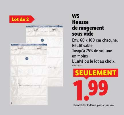 W5 Housse de rangement sous vide