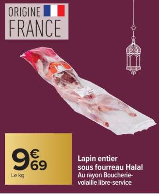 Lapin entier sous fourreau Halal