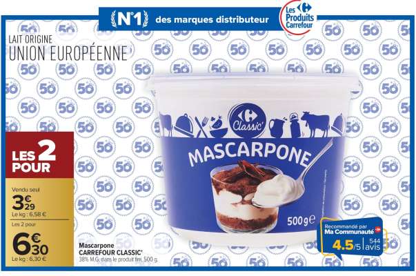 Mascarpone CARREFOUR CLASSIC'
