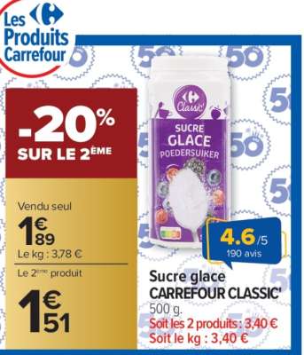 Sucre glace CARREFOUR CLASSIC'