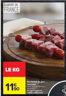 Brochettes de porc marinées