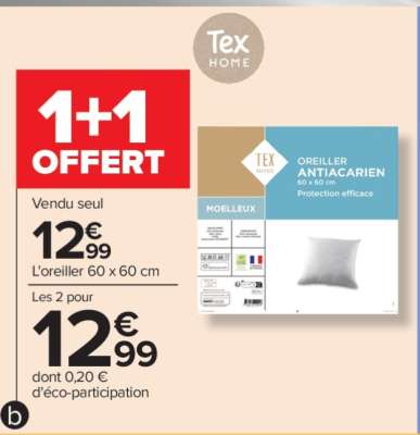 Oreiller Antiacariens 60 x 60 cm
