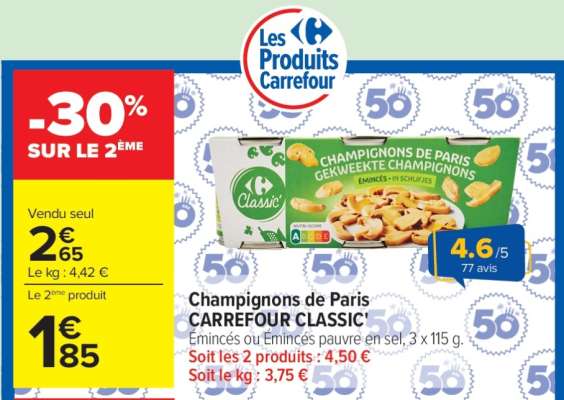 Champignons de Paris CARREFOUR CLASSIC'