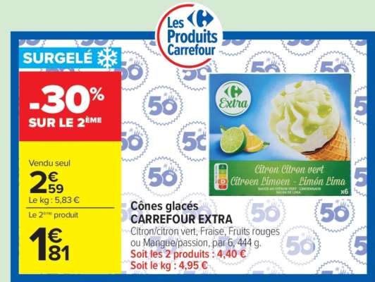Cônes glacés CARREFOUR EXTRA
