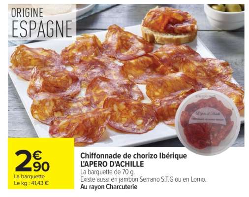 Chiffonnade de chorizo Ibérique L'APERO D'ACHILLE