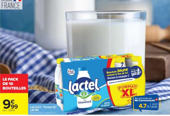 Lait U.H.T. "Format XL" LACTEL