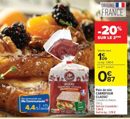Pain de mie Carrefour Classic'