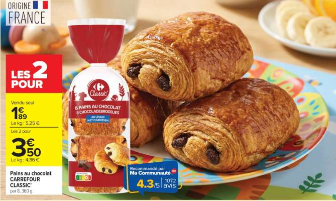 PAINS AU CHOCOLAT CARREFOUR CLASSIC'