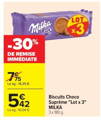 Biscuits Choco Suprême «Lot x 3» MILKA