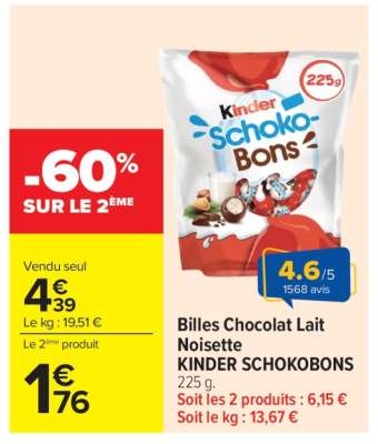 Billes Chocolat Lait Noisette KINDER SCHOKOBONS