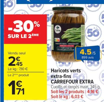 Haricots verts extra-fins CARREFOUR EXTRA