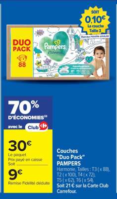 Couches Duo Pack Pampers