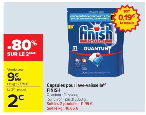 Capsules pour lave-vaisselle FINISH