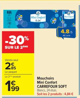 Mouchoirs Mini Confort CARREFOUR SOFT