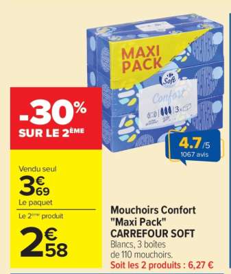 Mouchoirs Confort «Maxi pack» CARREFOUR SOFT