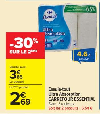 Essuie-tout Ultra absorption CARREFOUR ESSENTIAL