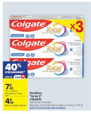 Dentifrice «Lot de 3» COLGATE