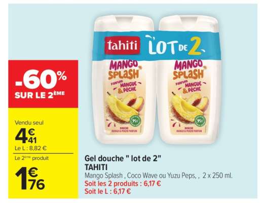 Gel douche "lot de 2" TAHITI