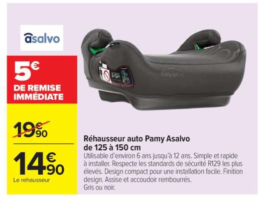 Réhausseur auto Pamy Asalvo de 125 à 150 cm