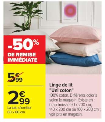 Linge de lit ''Uni coton''