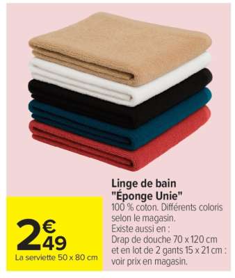 Linge de bain "Eponge Unie"