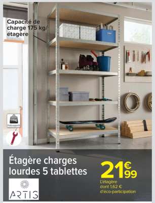 Étagère charges lourdes 5 tablettes