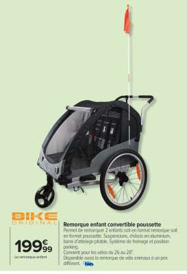 Remorque enfant convertible poussette