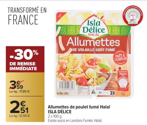 Allumettes De Poulet Fumé Halal Isla Délice