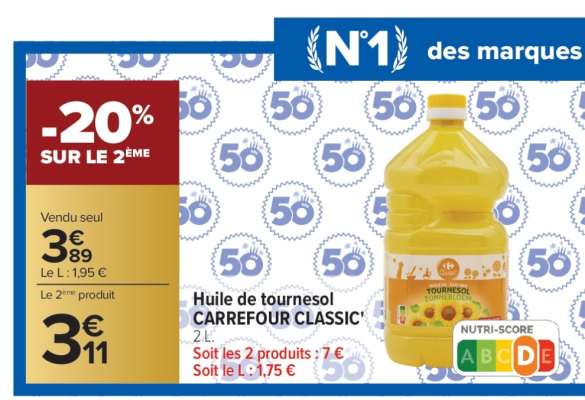 HUILE DE TOURNESOL CARREFOUR CLASSIC
