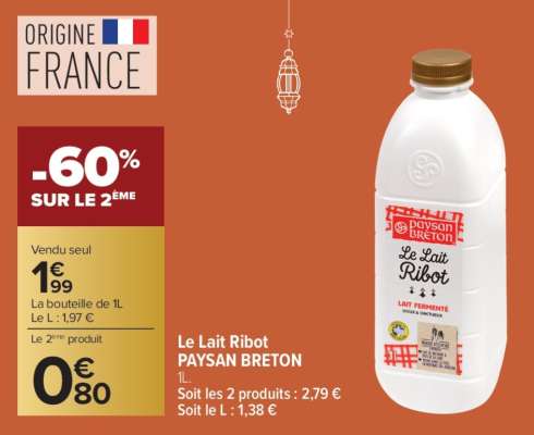 Le Lait Ribot Paysan Breton