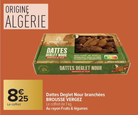 Dattes Deglet Nour branchées Brousse Vergez
