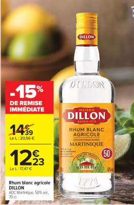 RHUM BLANC AGRICOLE "DILLON"
