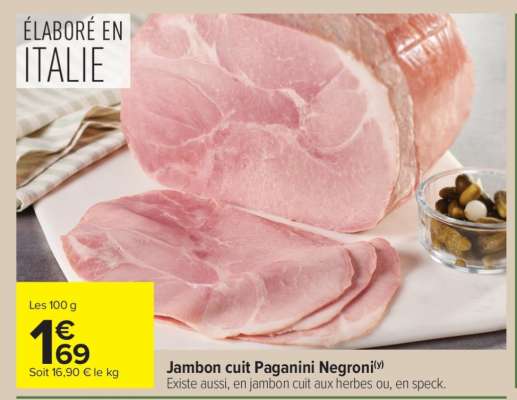 Jambon cuit Paganini NEGRONI