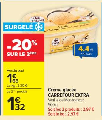 Crème glacée CARREFOUR EXTRA