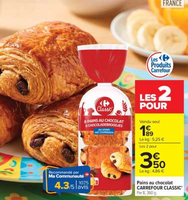 PAINS AU CHOCOLAT CARREFOUR CLASSIC'