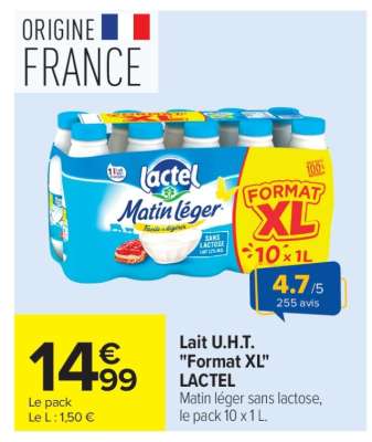 Lait U.H.T. "Format XL" LACTEL