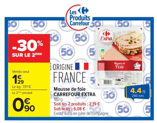 Mousse de foie CARREFOUR EXTRA