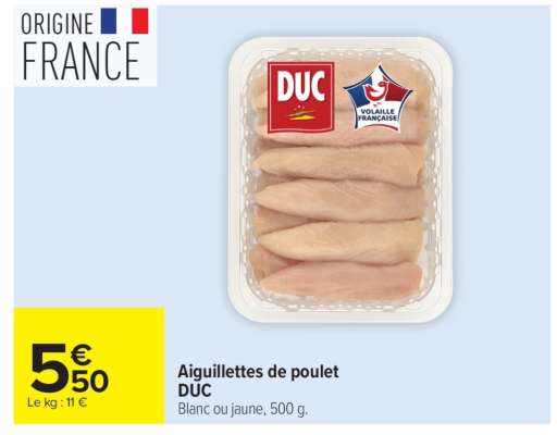 AIGUILLETTES DE POULET "DUC"