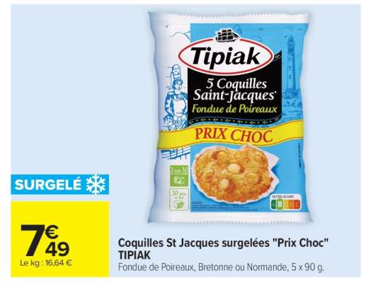 Coquilles St Jacques surgelées "Prix Choc" TIPIAK
