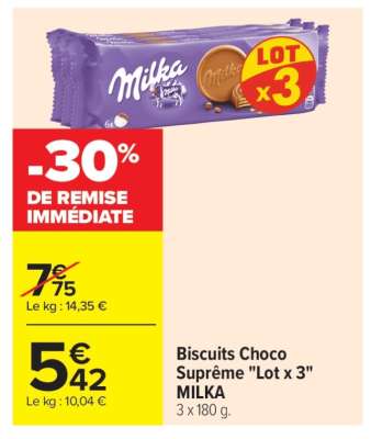 Biscuits Choco Suprême «Lot x 3» MILKA