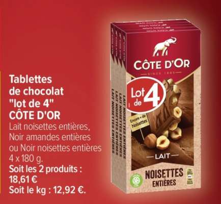 Tablettes de chocolat «Lot de 4» CÔTE D'OR