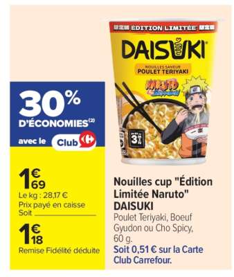 Nouilles cup "Édition Limitée Naruto" DAISUKI